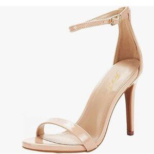 FOWT Nude Open Toe Sandals Ankle Strap Stiletto High Heels Sexy Single Band Shoe